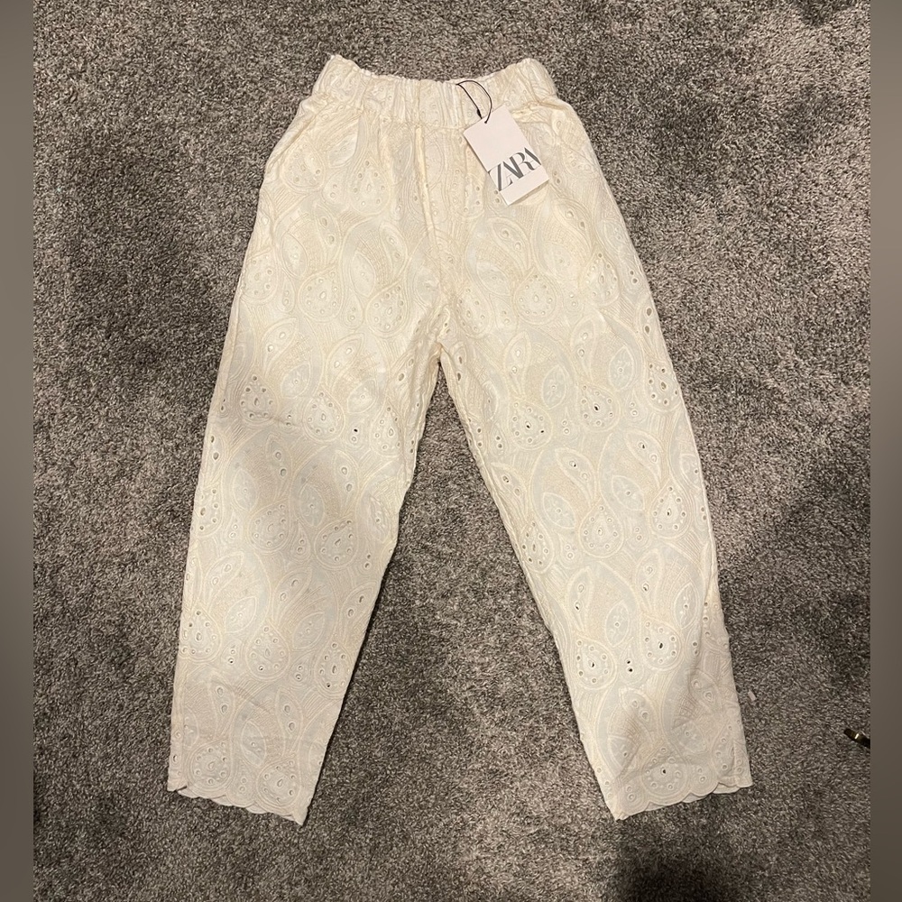 Zara Cream and White Trousers